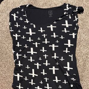 Empyre Black and White Cross Pattern Tee